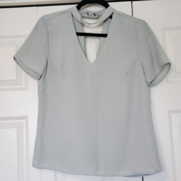 Blue V Neck Choker Top - Picture 1 of 3